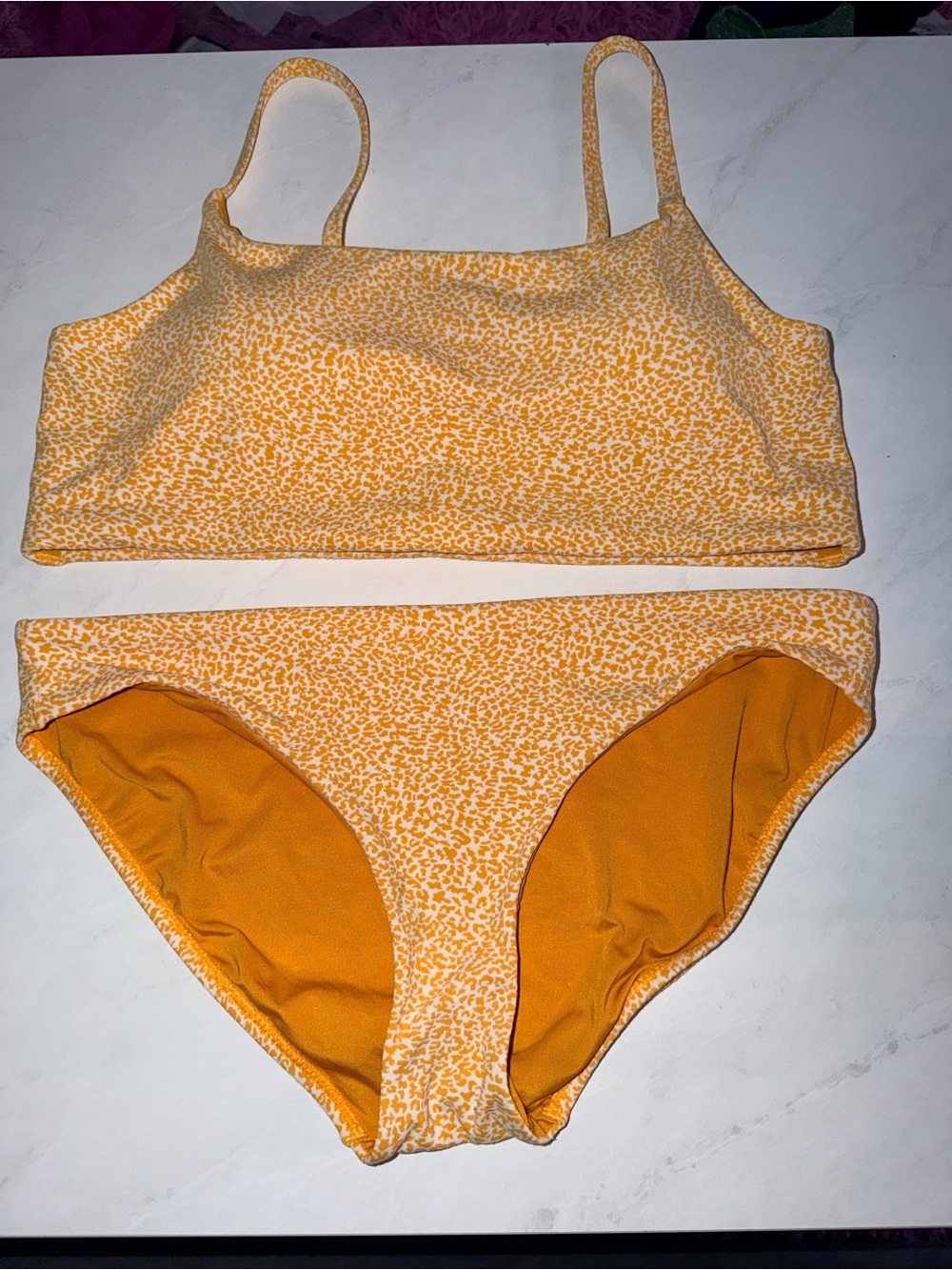Athleta Yellow Speckled Two-Piece Bikini Set
